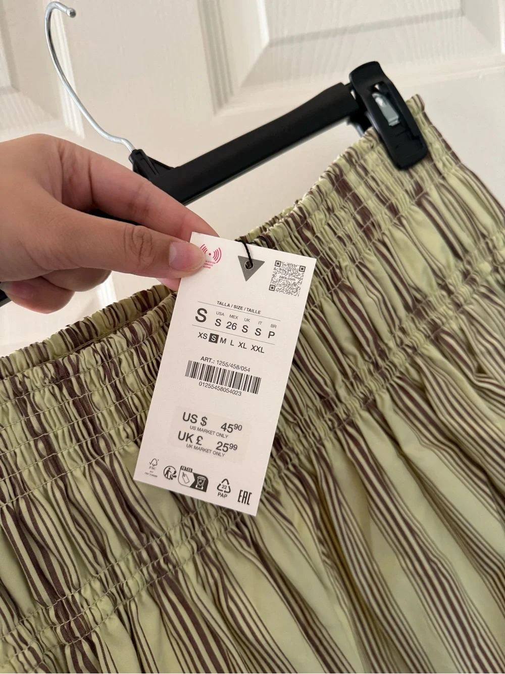 BNWT Zara Brown & Green Mint Chocolate Striped Mini Skirt